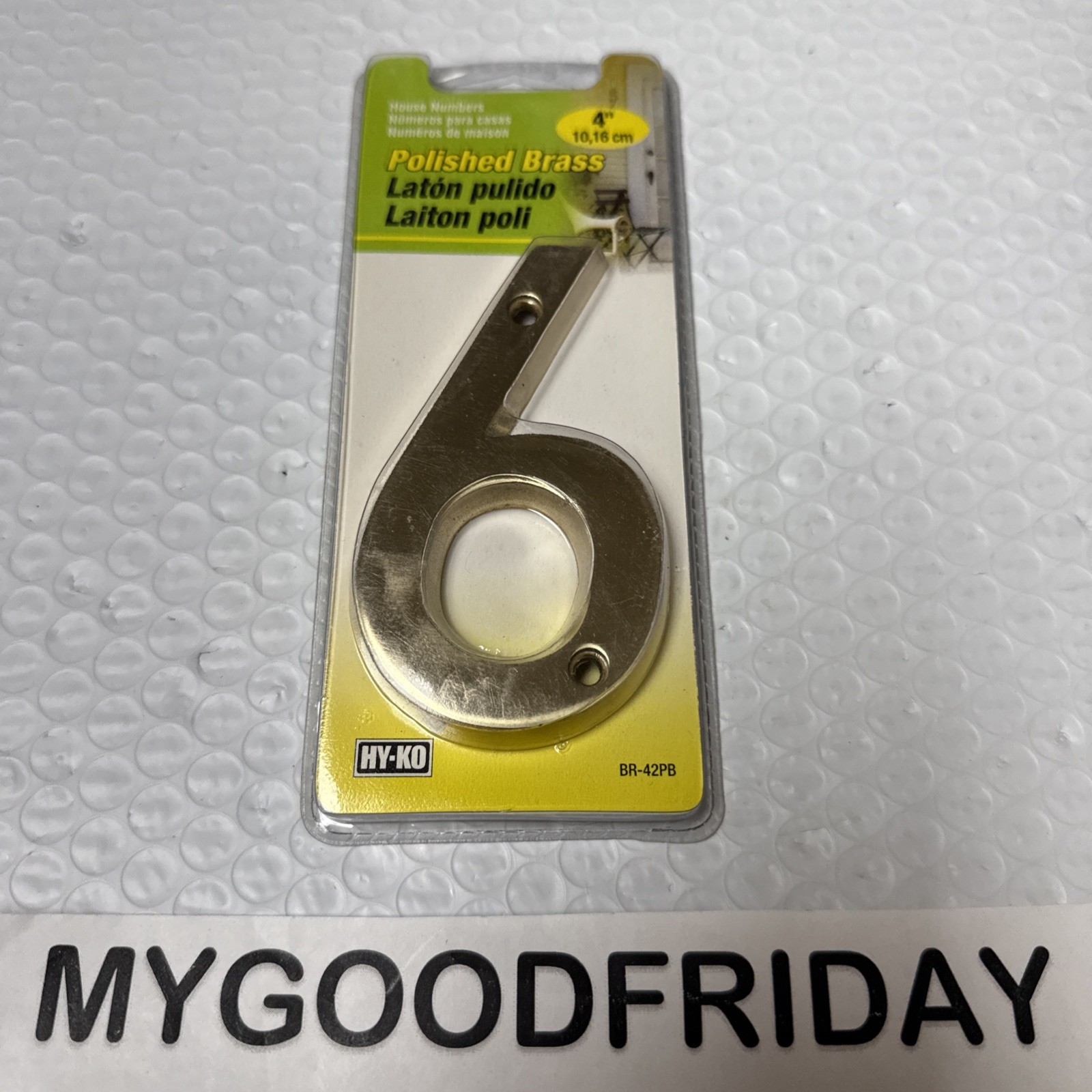 Hy-Ko Address House# Polished Brass 4″ BR-42PB -You Pick # (No #7,#0 On Line #2)