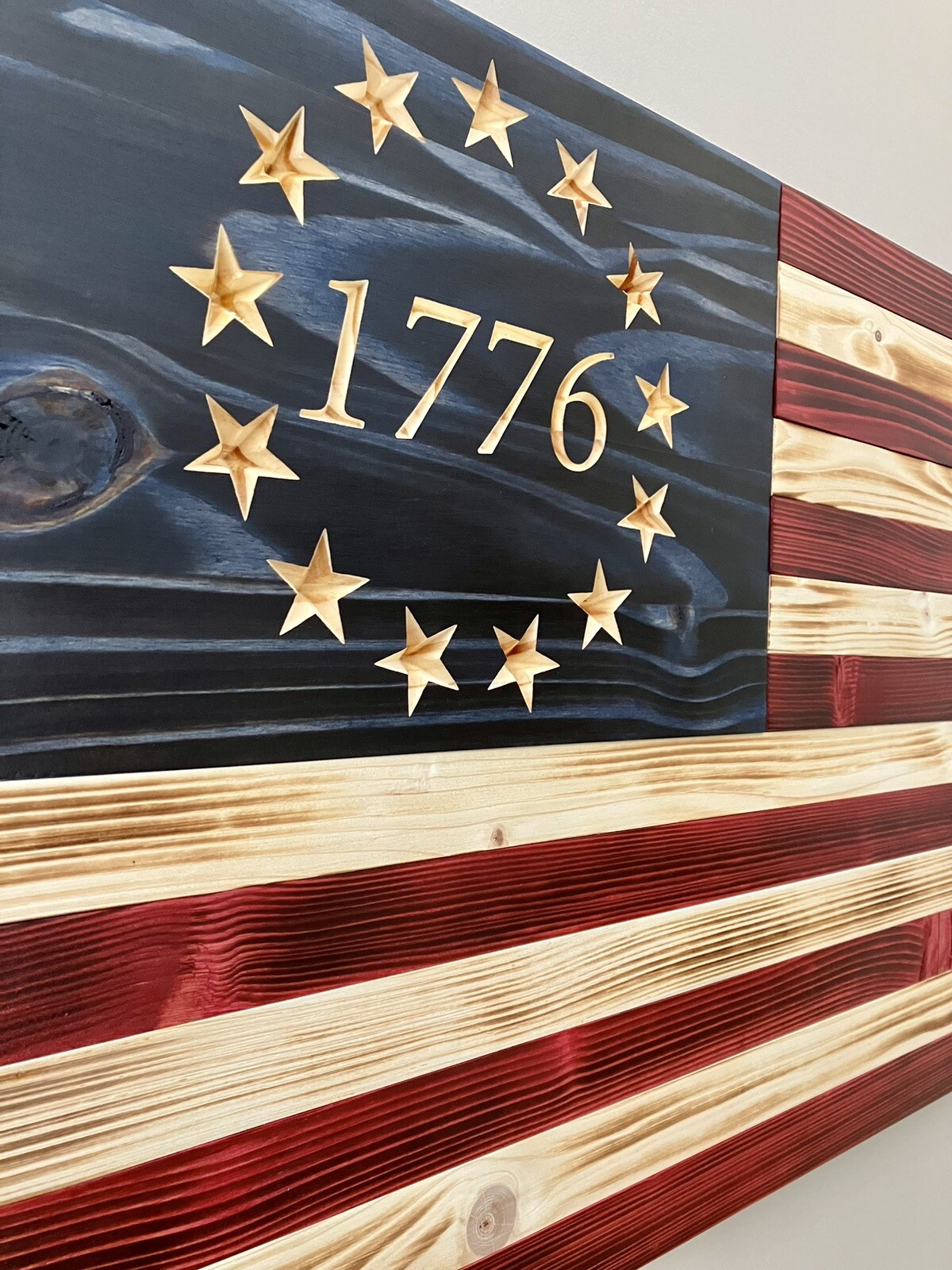 Handmade 1776 Betsy Ross Wooden American Flag by Eagle Wood Flag Company