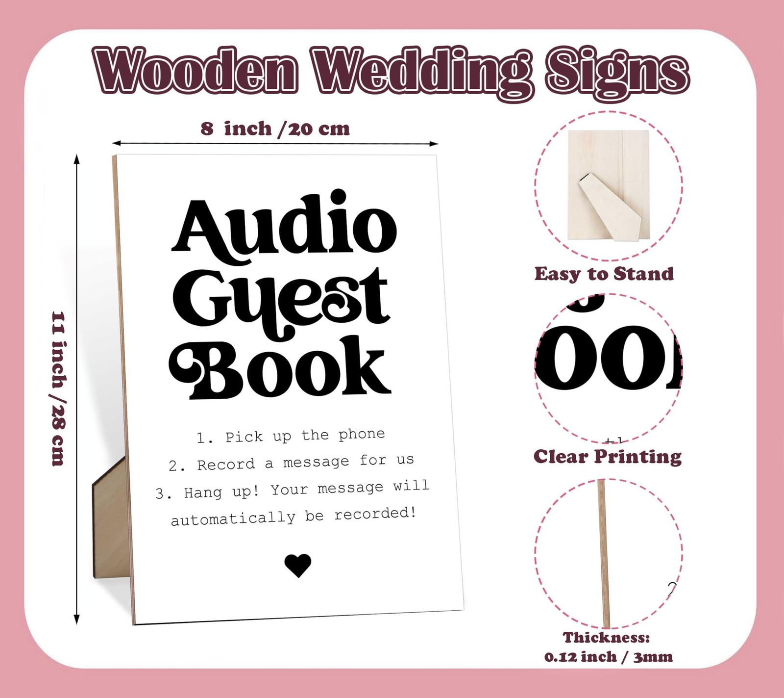 Audio Guest Book Wedding Sign, Audio Guest Book Wedding Sign for Wedding Tabl…