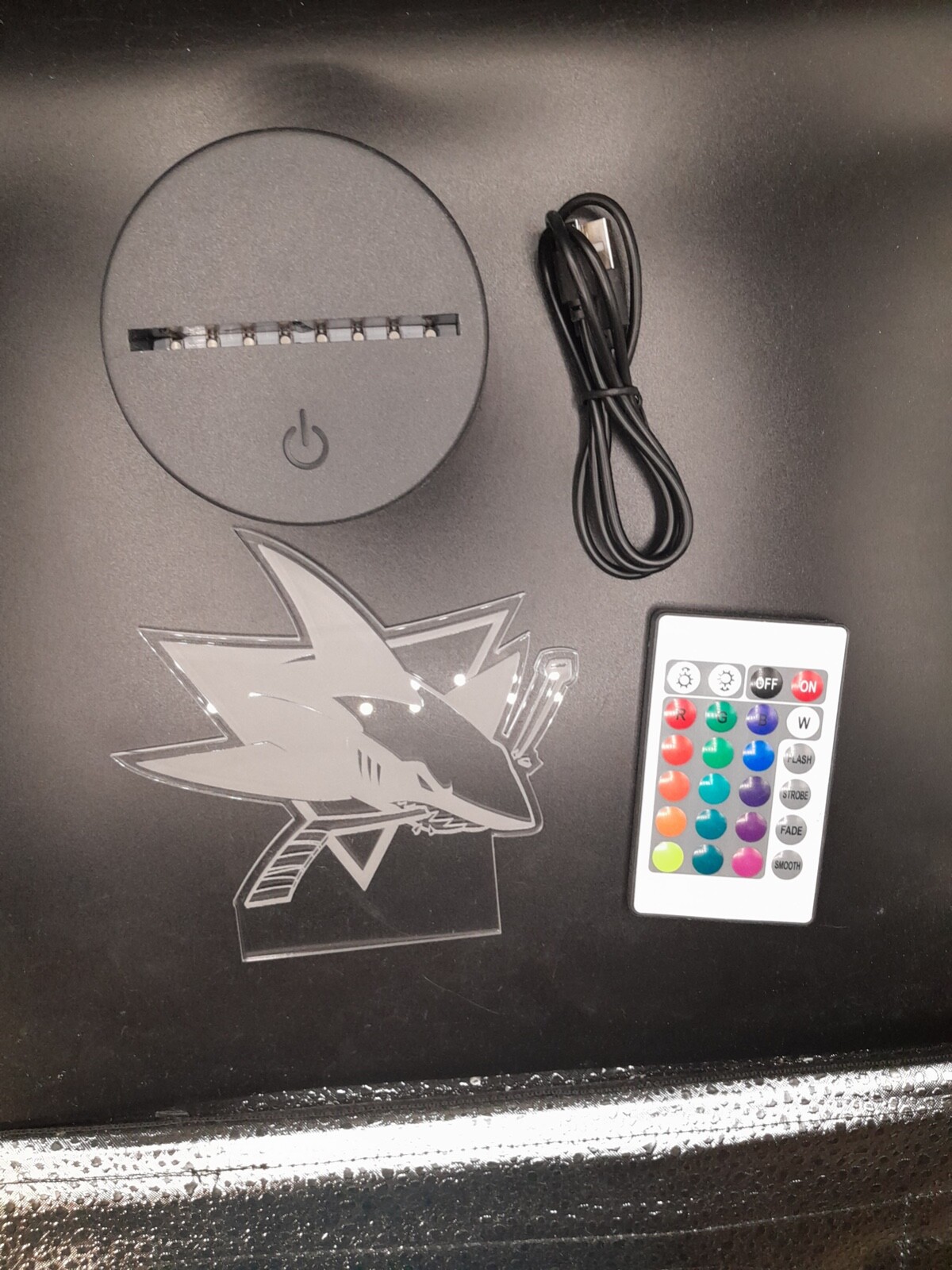 Edge Lit Tabletop Sign, Multi-Colored LED, San Jose Sharks, Art, Night Light
