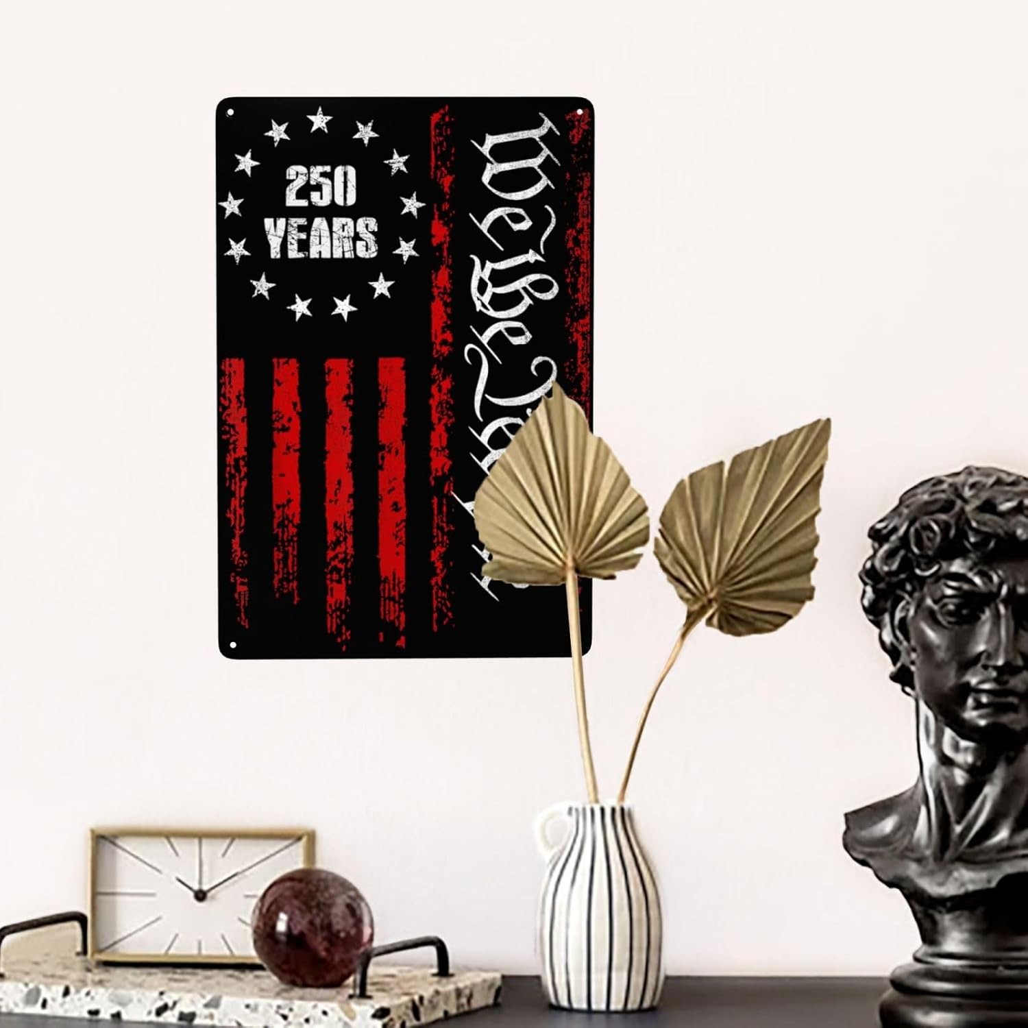 Distressed Patriotic Metal Sign We the People 250 Years 4th of July Home Decor