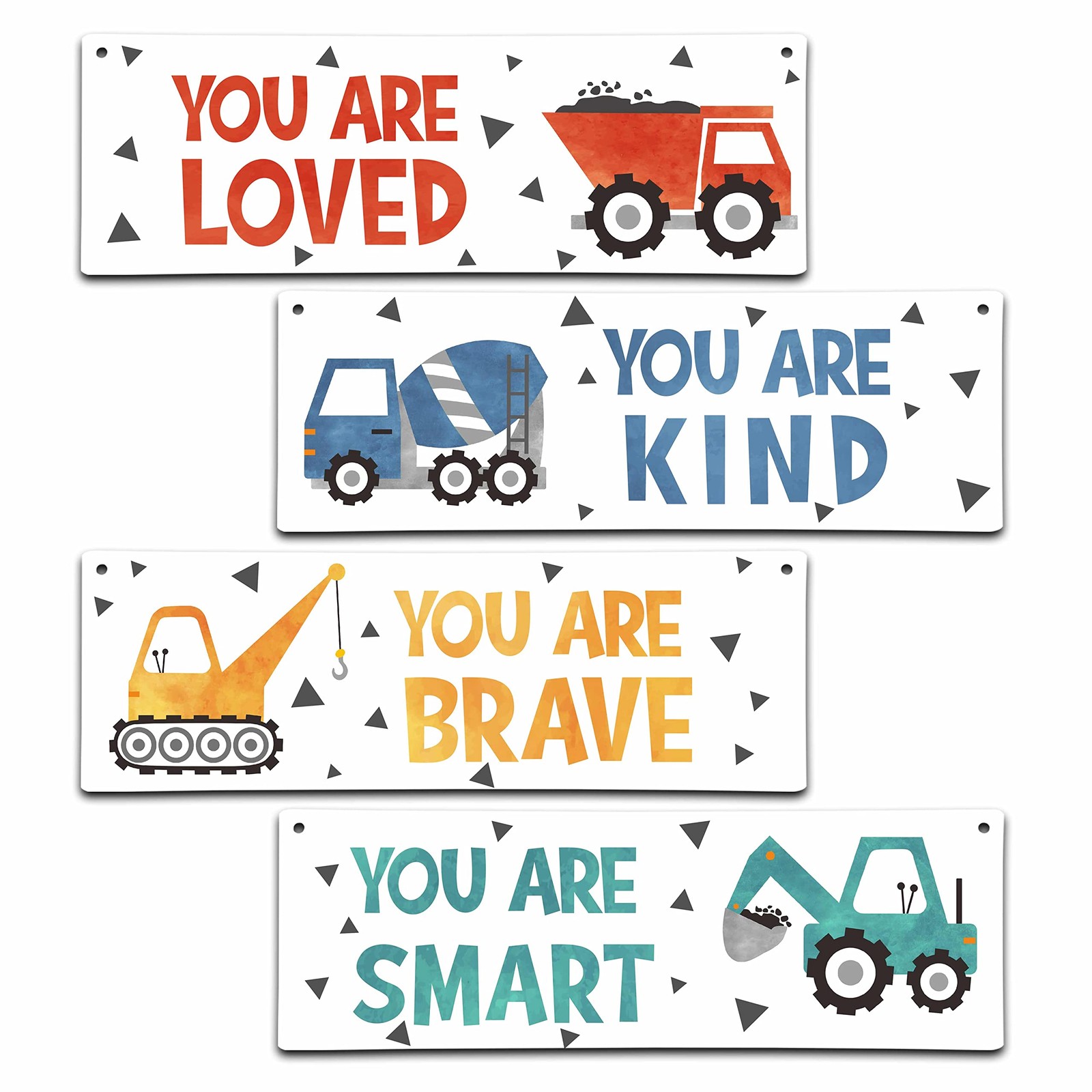 4 Pieces Construction Vehicles Decor Room Wall Decor Wooden Sign – Motivation…
