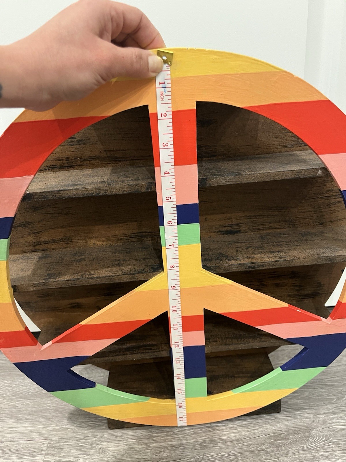 Peace Wood Shelf Sit Or Hang 18” | Colorful Pride Peace Shelf