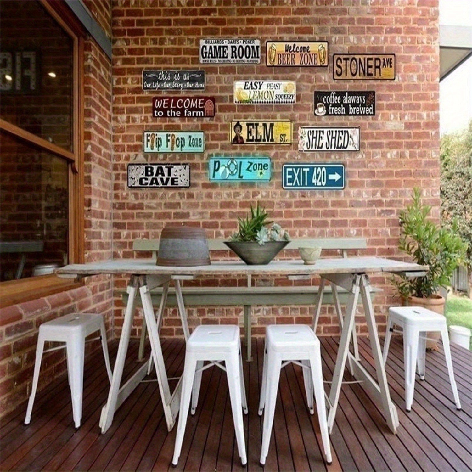 Vivid Hot Pink Cosmos DR Street Letter Metal Sign Indoor Living Room Wall Decor