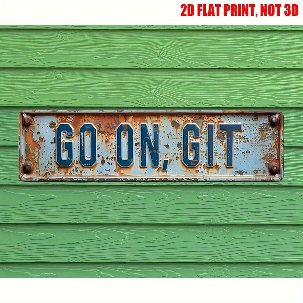 Funny Go On Git Tin Sign Vintage Backyard Bar Grill Rustic Metal Wall Decor 2D
