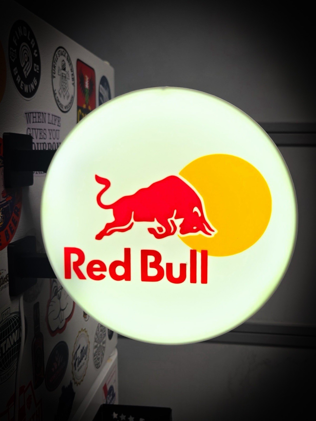 Red Bull Round LED Light Box | Double Sided Sign RGB Option