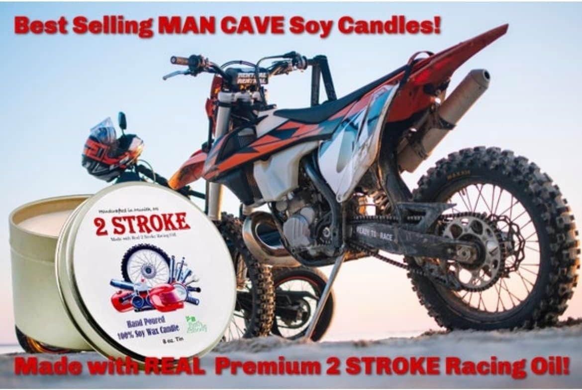 2 Stroke Engine Dirt Bike Race Fuel Soy Candle Motocross Man Cave Gift 8 oz