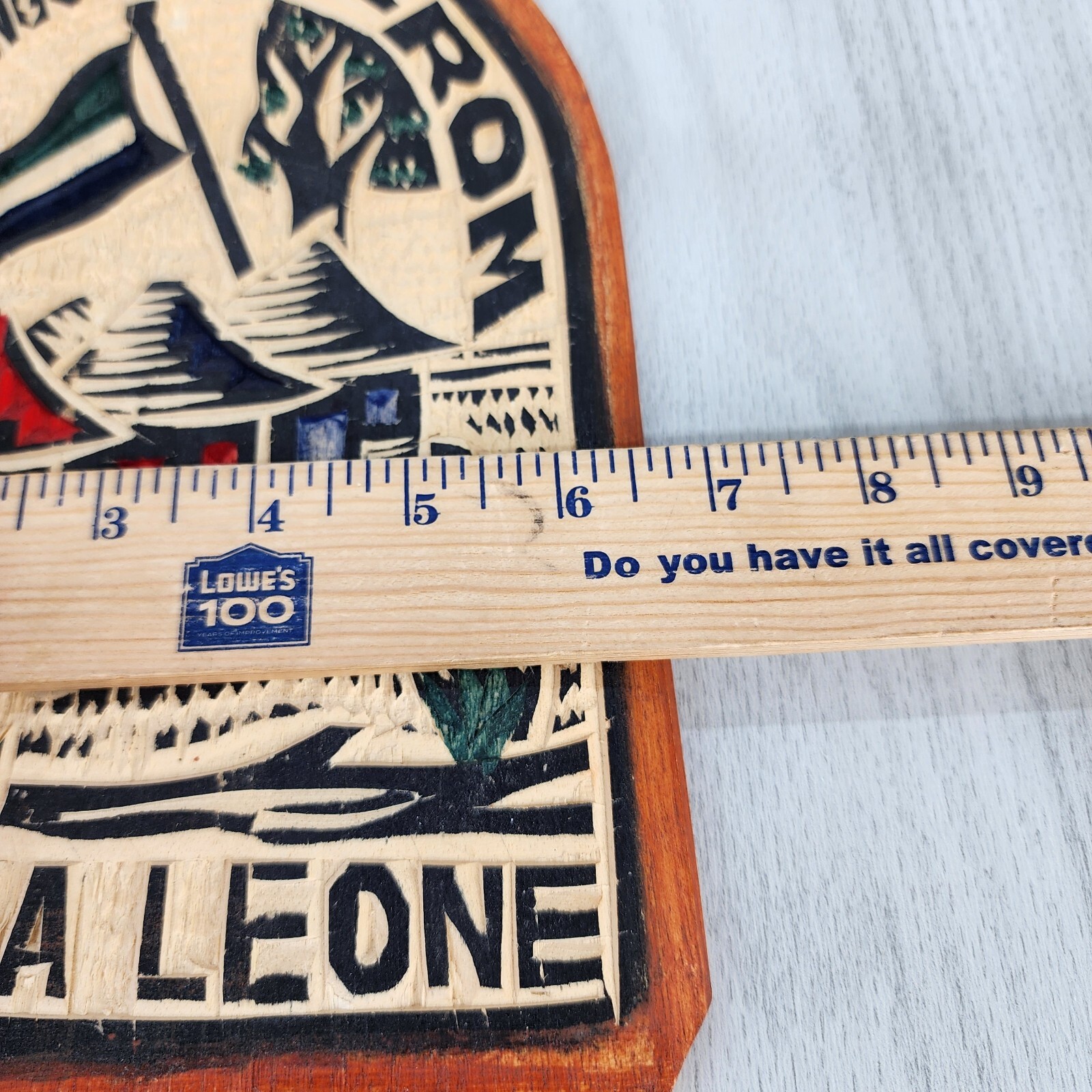 Sierra Leone Hand Carved Wooden Sign Plaque 10″x6.5″ African Painted Lightweight