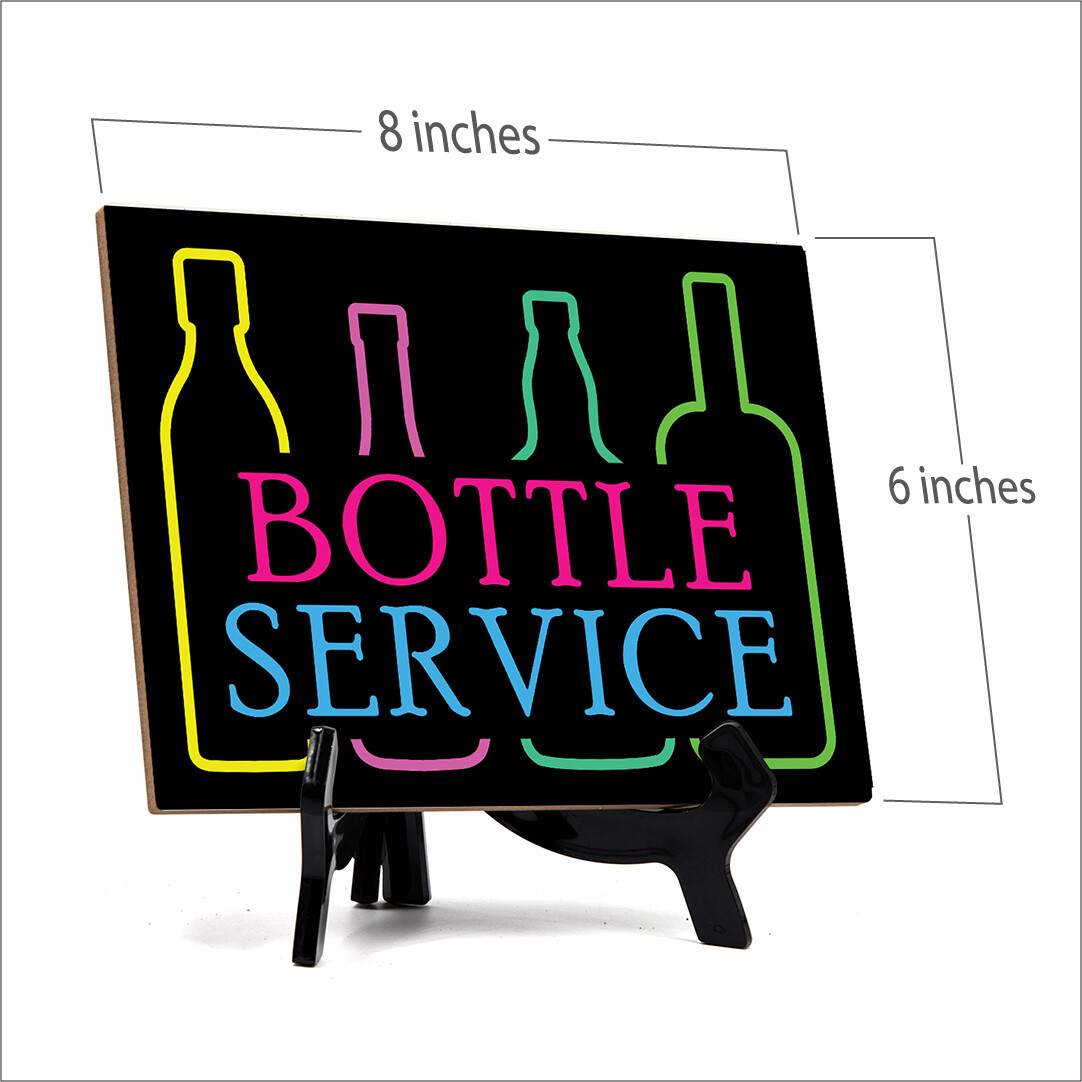 Signs ByLITA Bottle Service Table Sign with Acrylic Stand (6×8“)