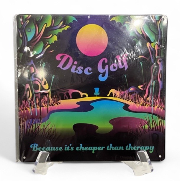 Lightweight Metal Psychedelic Trippy Colorful Disc Golf Therapy Hanging Wall Art