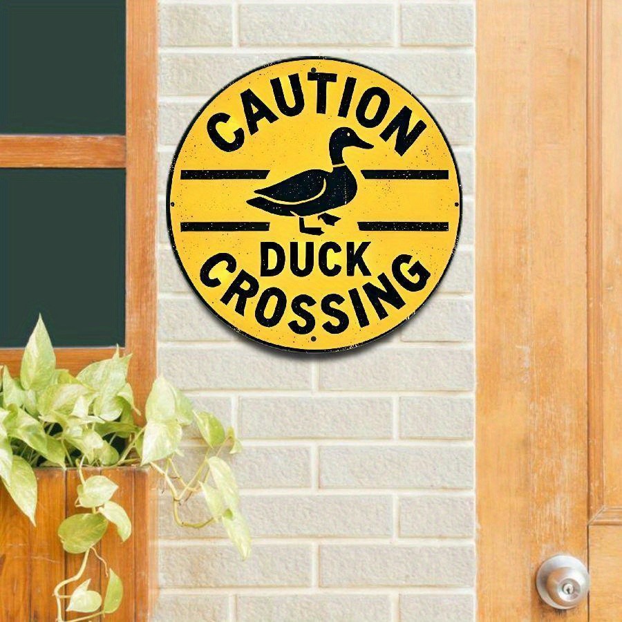 Aluminum “Caution Duck Crossing” Tin Metal Signs- Multipurpose Wall Hanging Pla