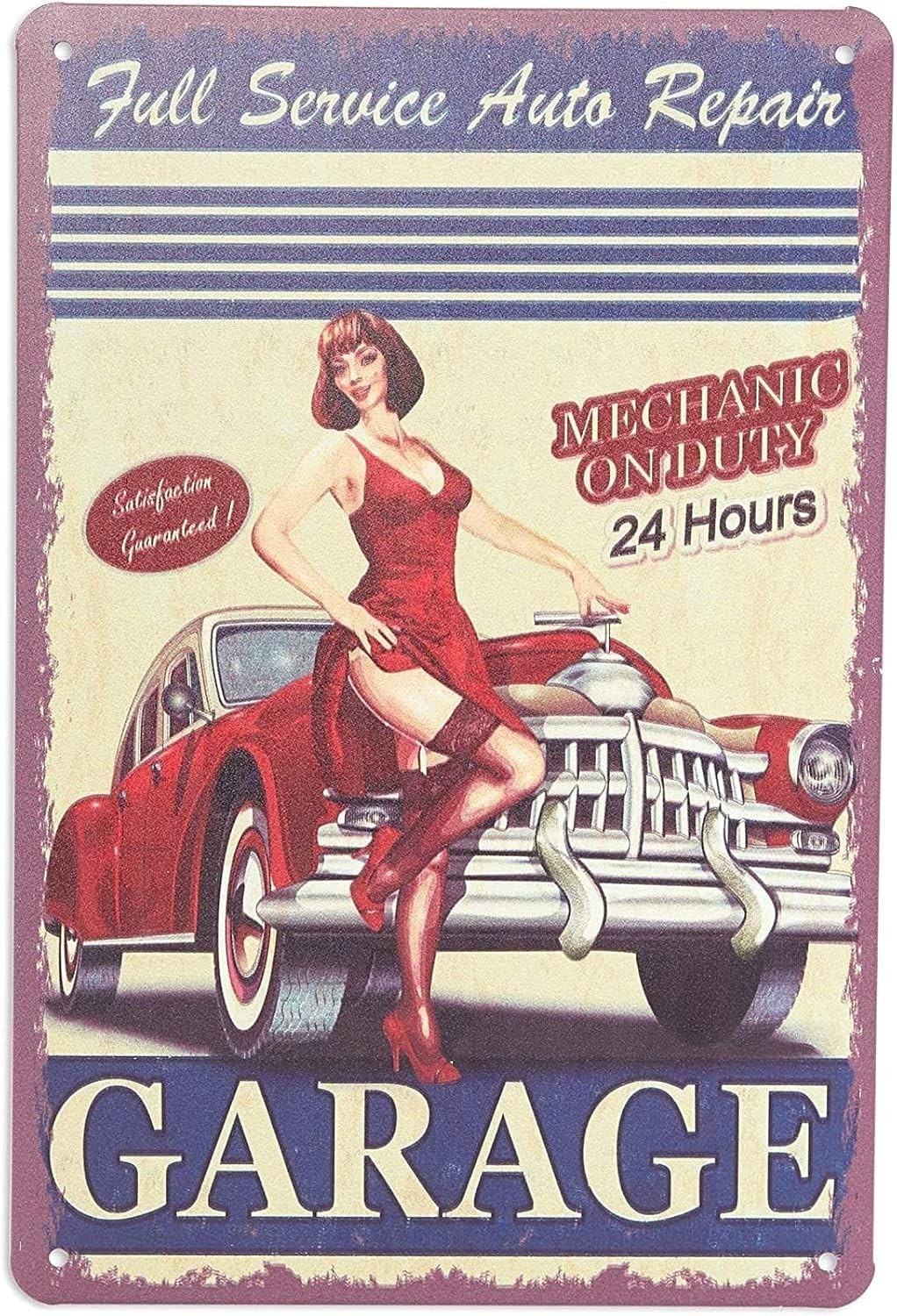 Vintage Metal Signs 6 Pack Iron Wall Decor Garage Car Wall Art Indoor Outdoor