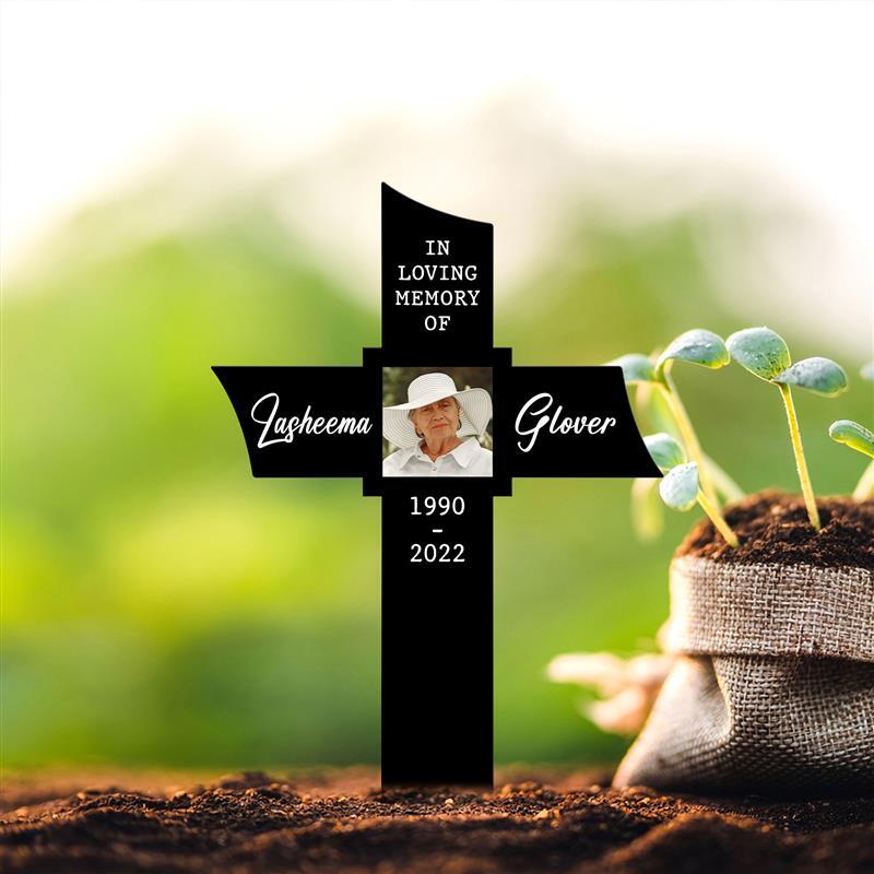 Memorial Cross Stake, Memorial Plaque, Memorial Plaque Stake Grave Marker