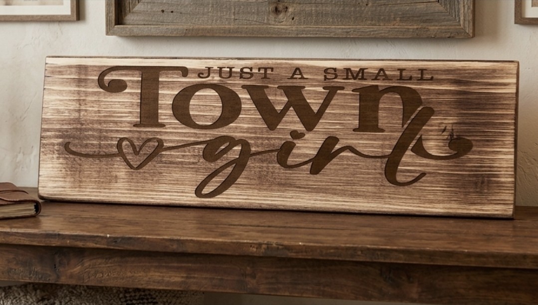 Rustic Wooden Sign Wall Art Decor for Farmhouse “Just A Small Town Girl”