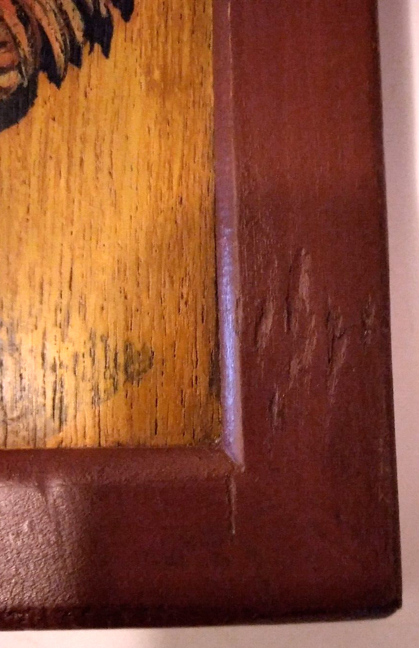 VTG Blue Sky CA Painted Rooster Chicken Wood Wall Set 2 Farmhouse Country 5 x 7″