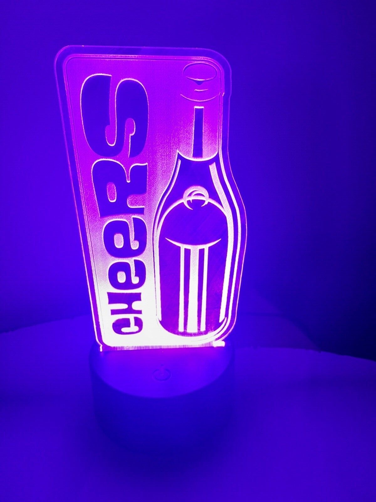 Edge Lit Tabletop Sign, Multi-Colored LED, Laser Etched, Art, Night Light