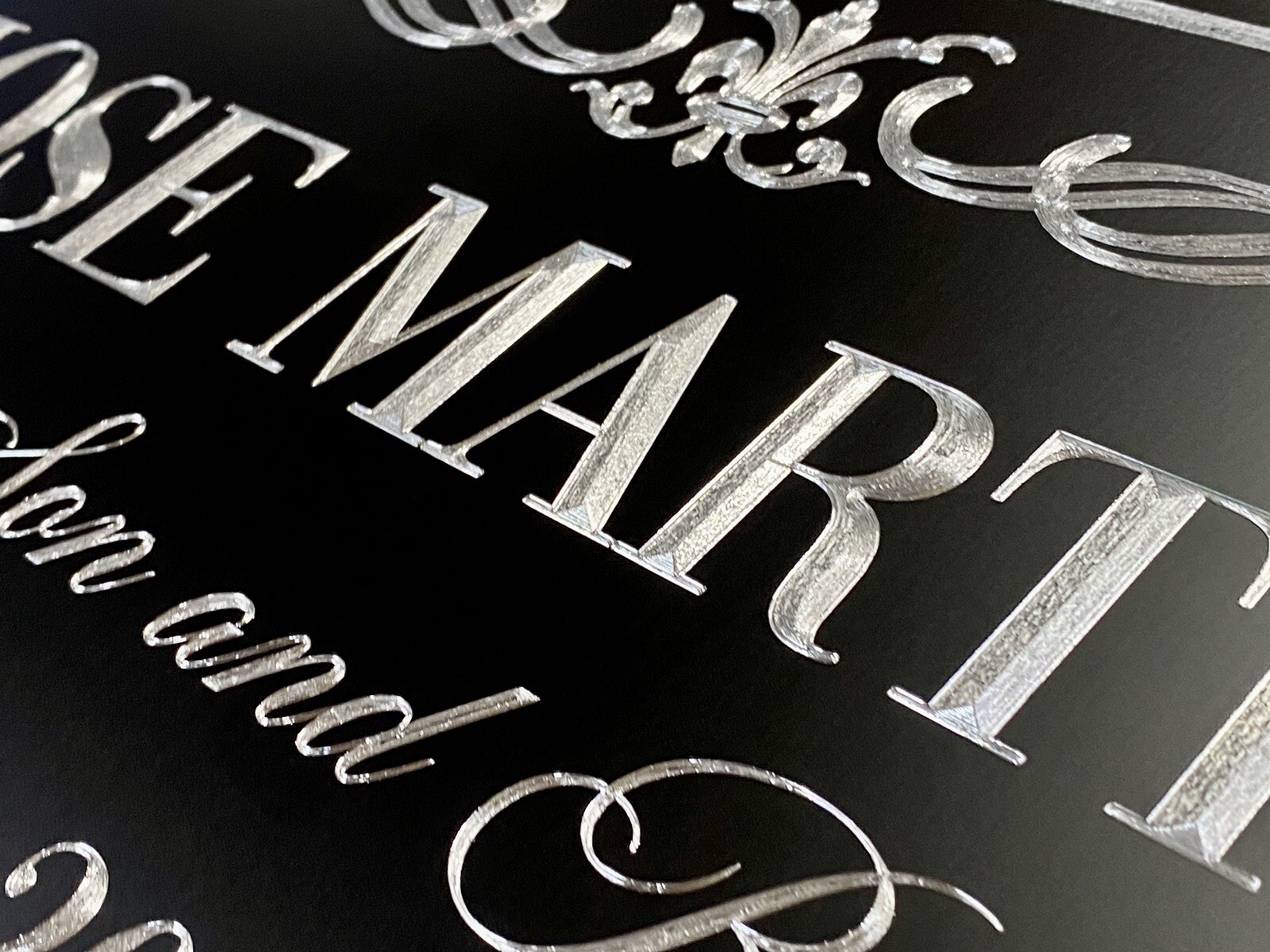Engraved Custom Memorial Grave Marker Diamond Etched Black Metal Sign Plaque
