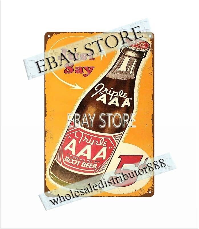 Triple AAA Root Beerbar pub cafe metal tin sign wall art unframed prints