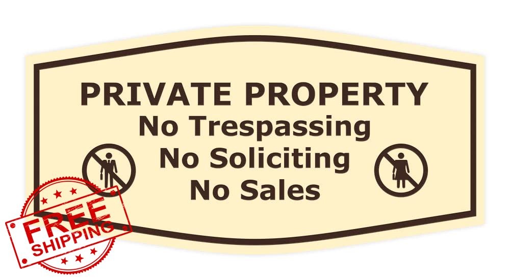 Signs ByLITA Ivory/Brown No Trespassing 2pk