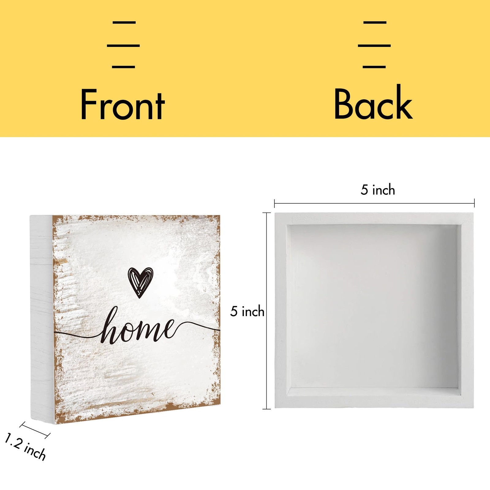 Home Wooden Box Sign, Rustic Farmhouse Box Plaque for Bedroom Decor Shelf Des…