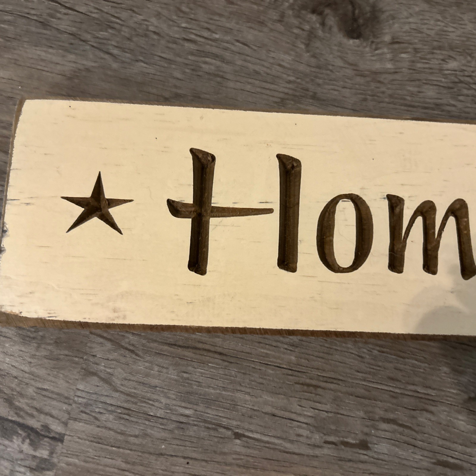 Primitive Home Sweet Home Sign. 24 Inches Long. Words Carved Into Wood