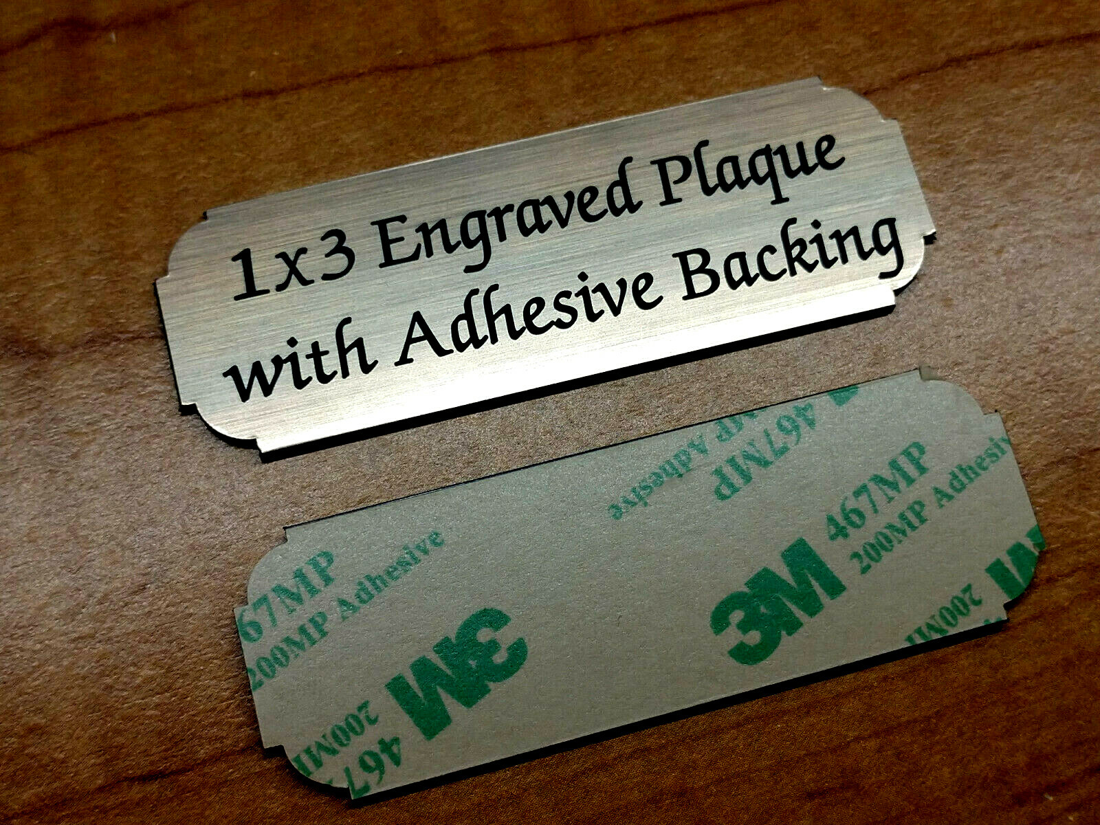 Custom Engraved 1×3 Bronze Plaque w/ Adhesive Back & Calligraphy Font