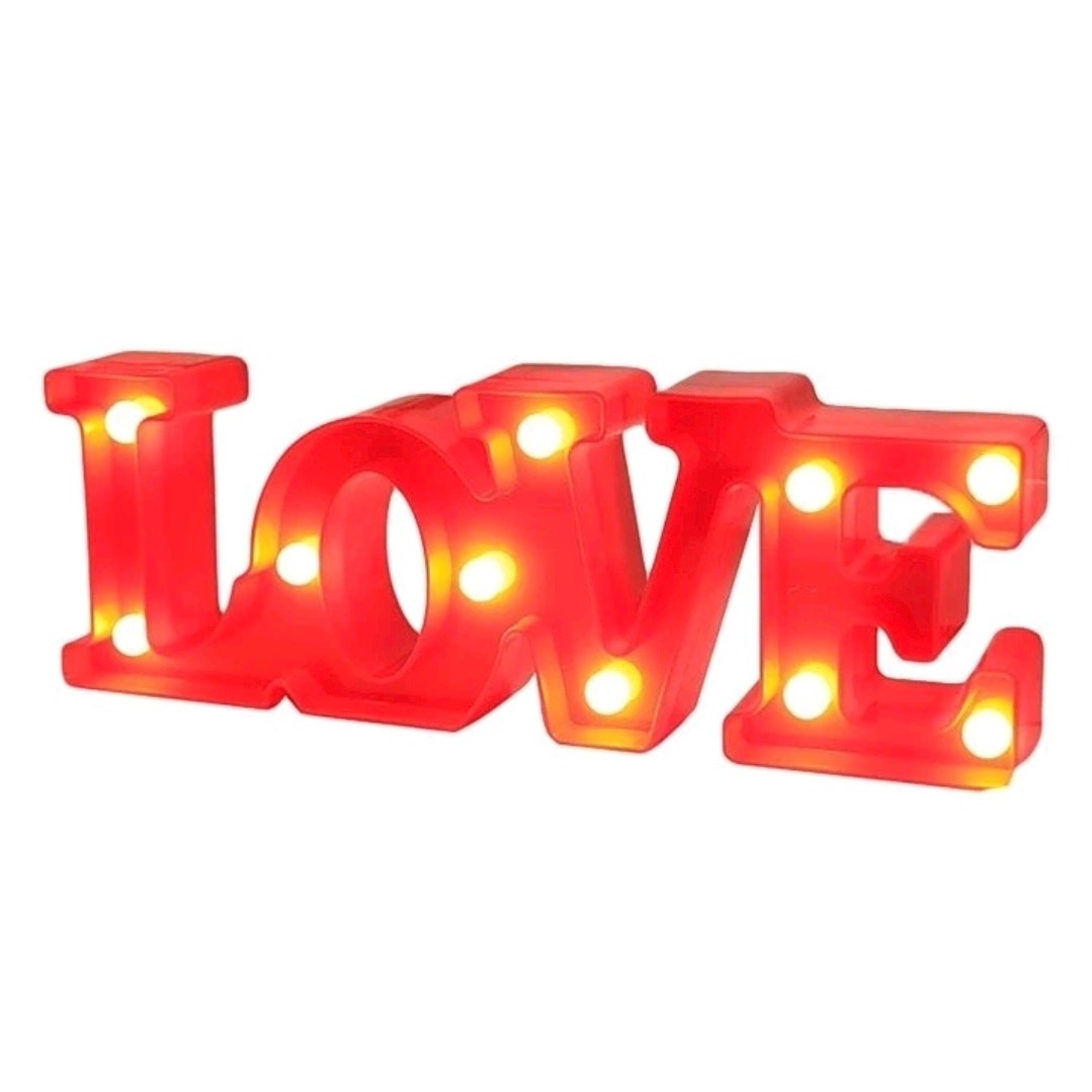 NEW “LOVE” LED Marquee Sign Red Light Up Letter Decor 12” Battery Operated s24