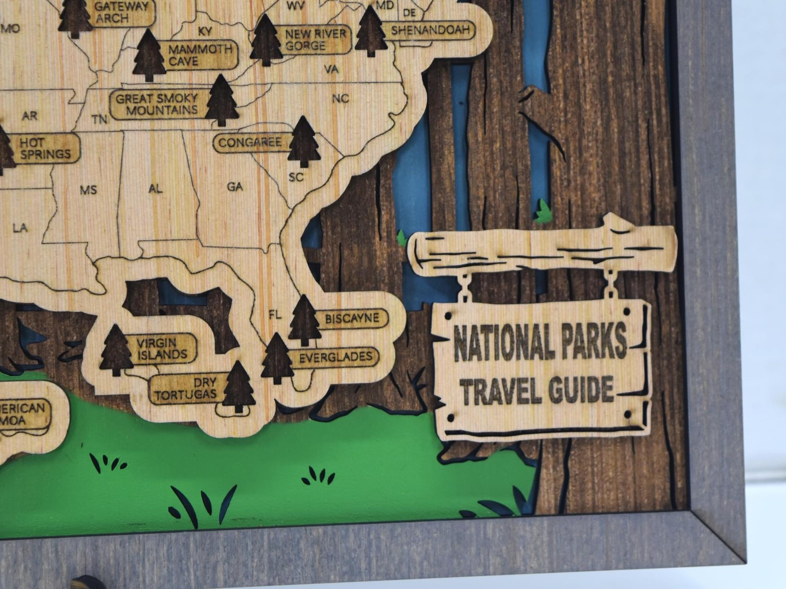 Handmade Wood National Parks Travel Map