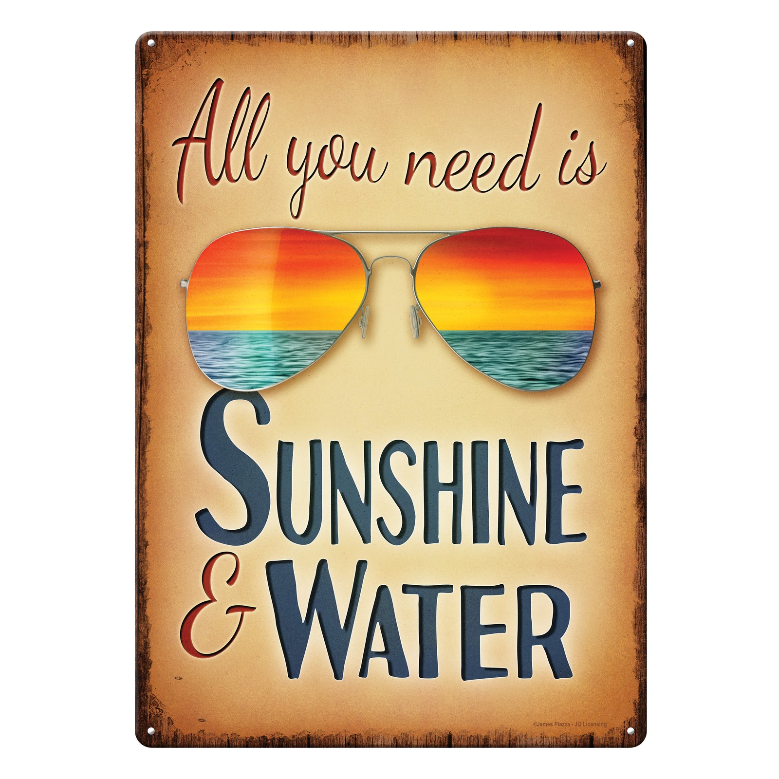 Rivers Edge Products Tin Sign, 17″ x 12″ Weatherproof Metal Wall Art, Sunshine