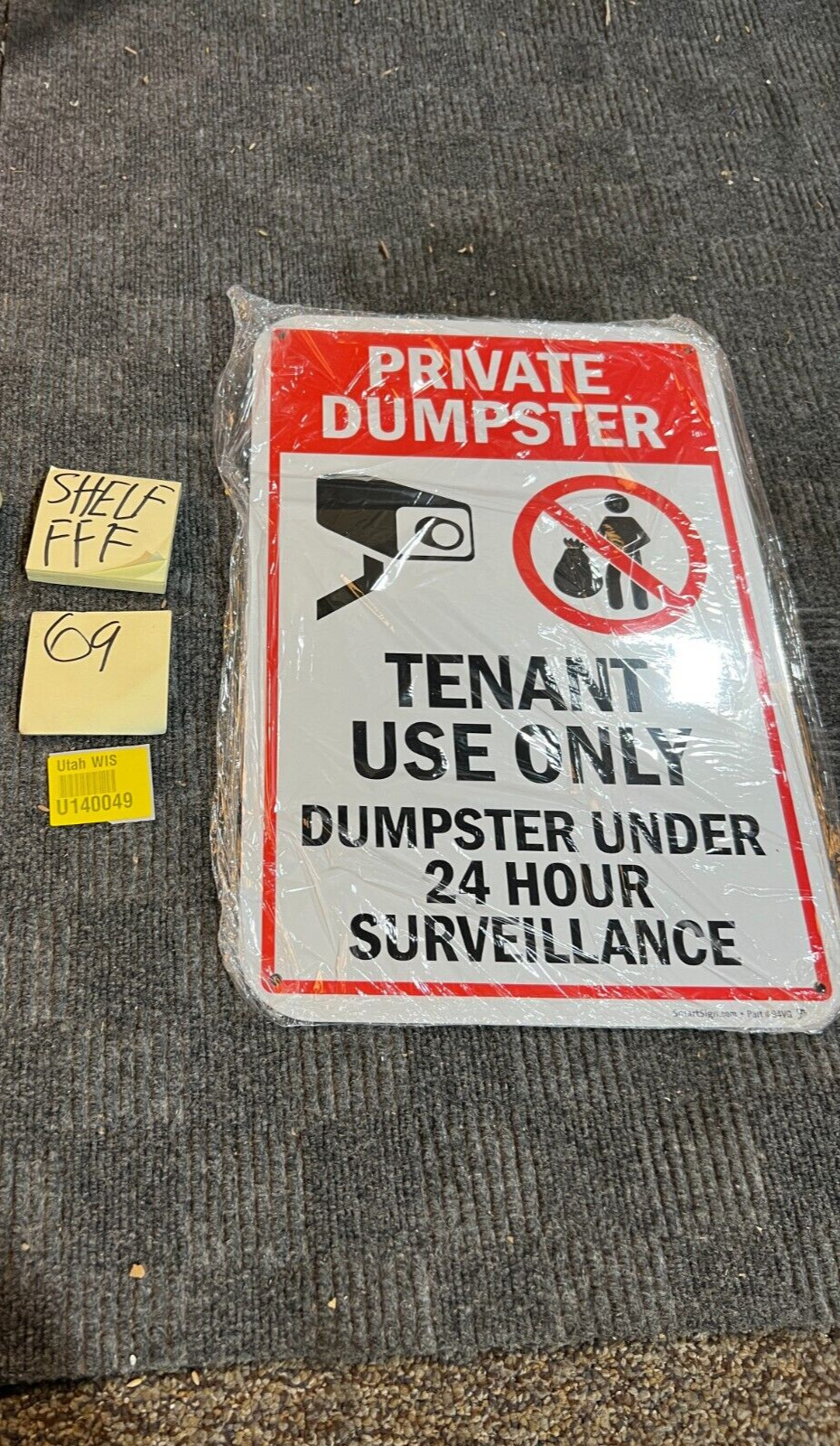 (QTY 2) SmartSign Private Dumpster Tenant Use Only Dumpster Under Surveillance