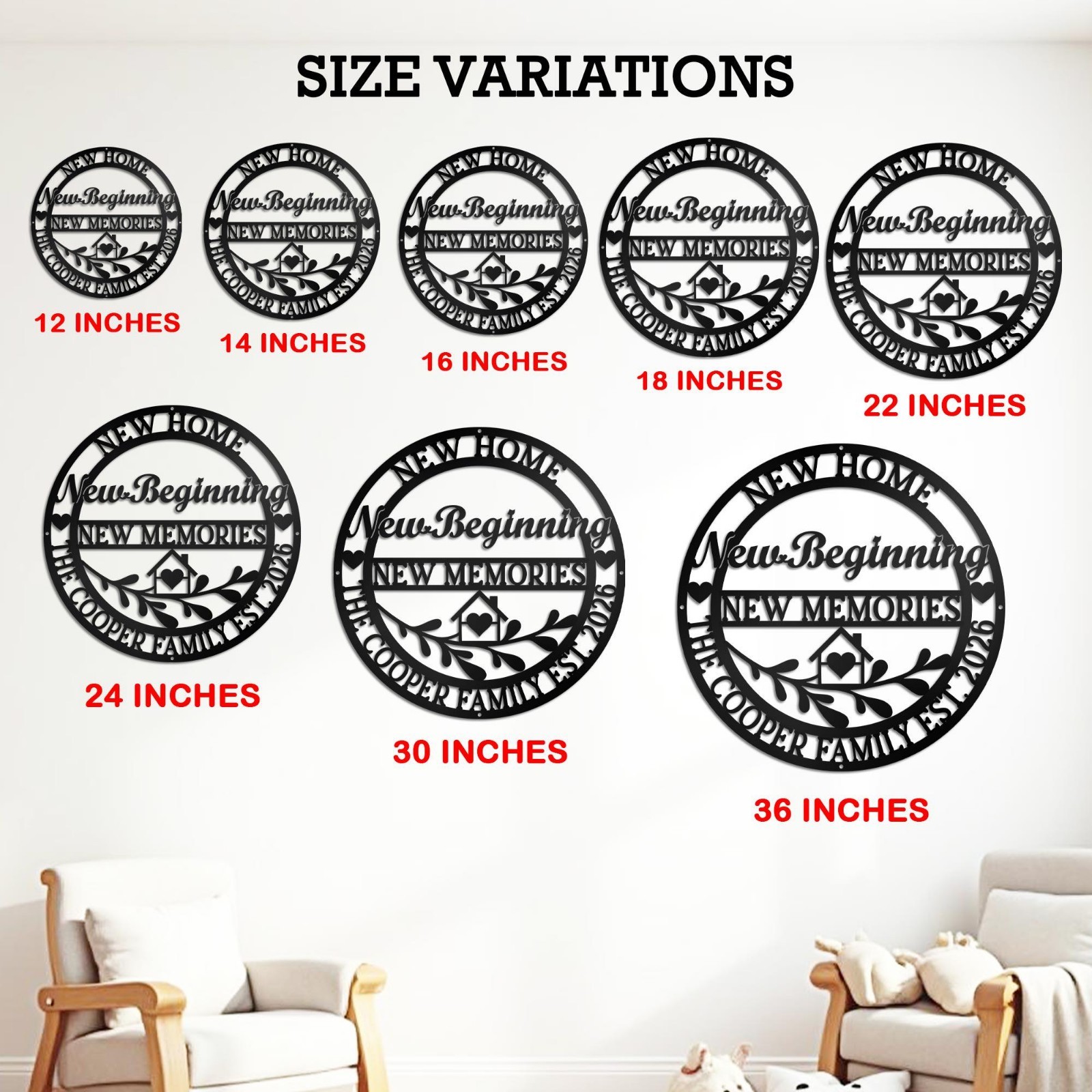Custom Established Metal Sign, Personalized New Home Wall Decor