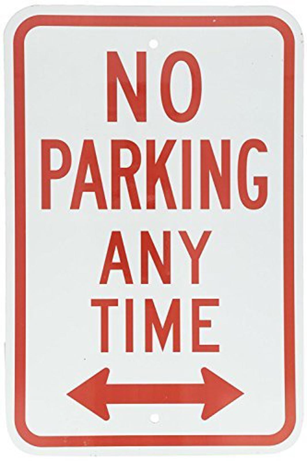 No Parking Sign Aluminum 8×12 Metal Street Sign Red White Arrow Funny