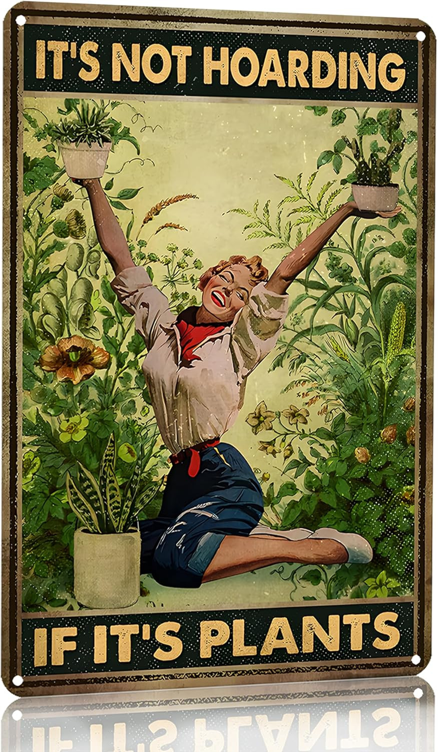 Gardening Gifts It’s Not Hoarding If It’s Plants Vintage Garden Signs for Hom…