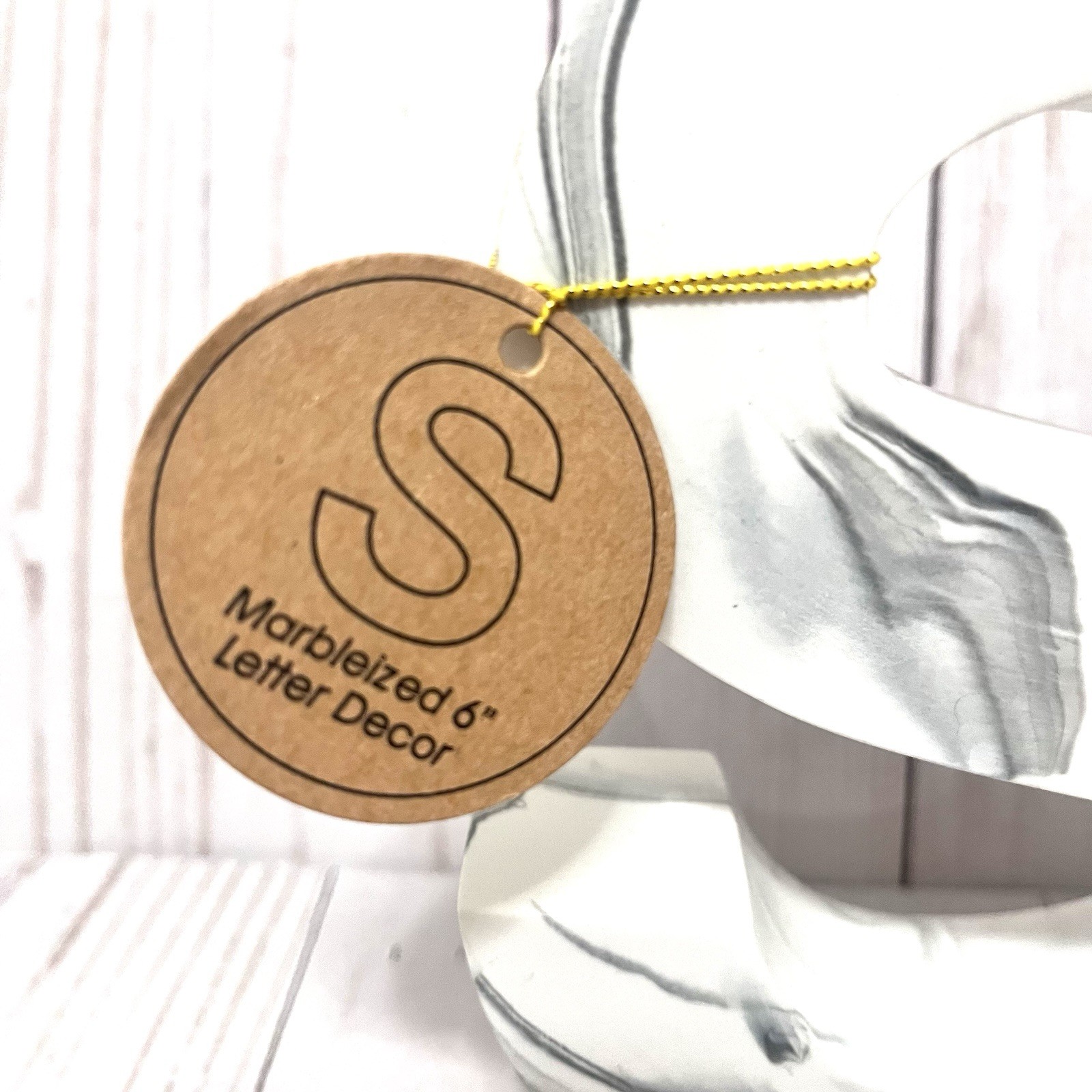 Marble Monogram Letter “S” Home Office Decor Gray & White NEW!!