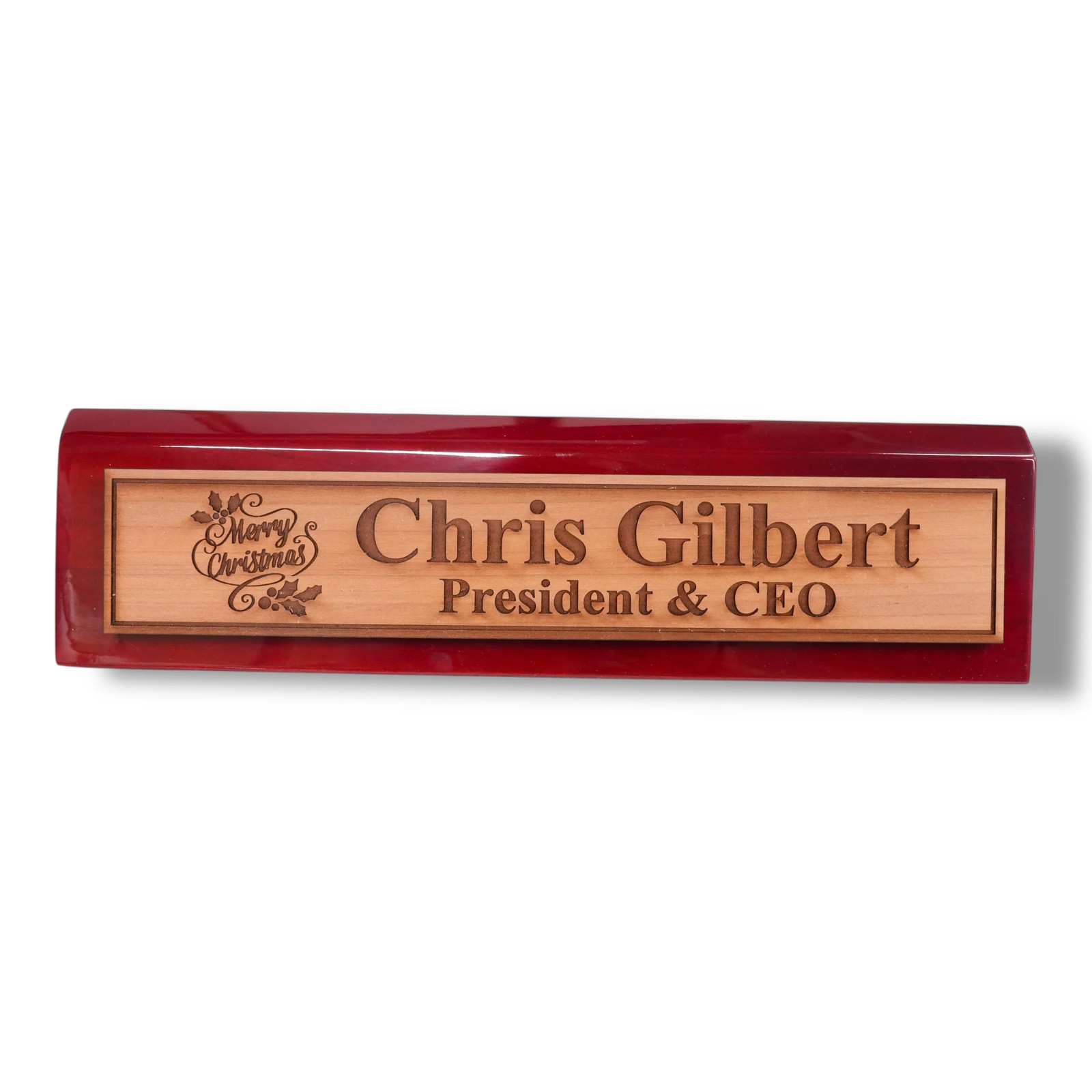 Desk Wedge Name Plate – PERSONALIZED – Merry Christmas – 11 Inches