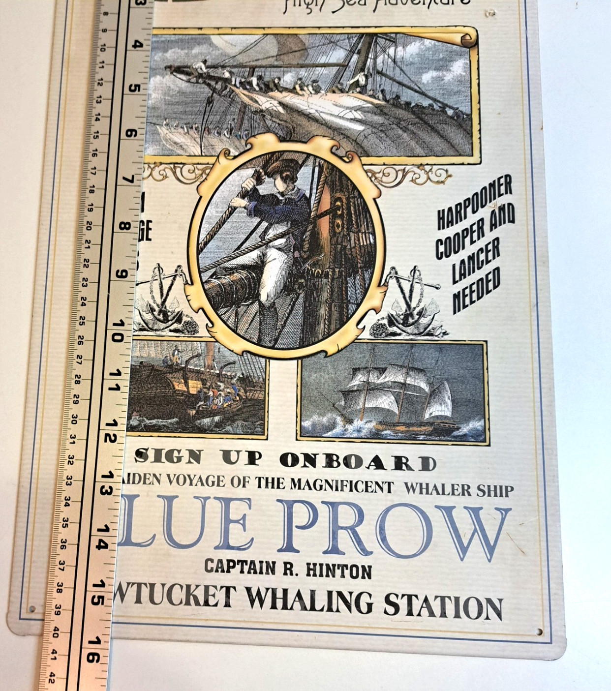 Lot Of 2 Nautical Themed Metal Signs Beach House Decor Ocean Boat 16×10″