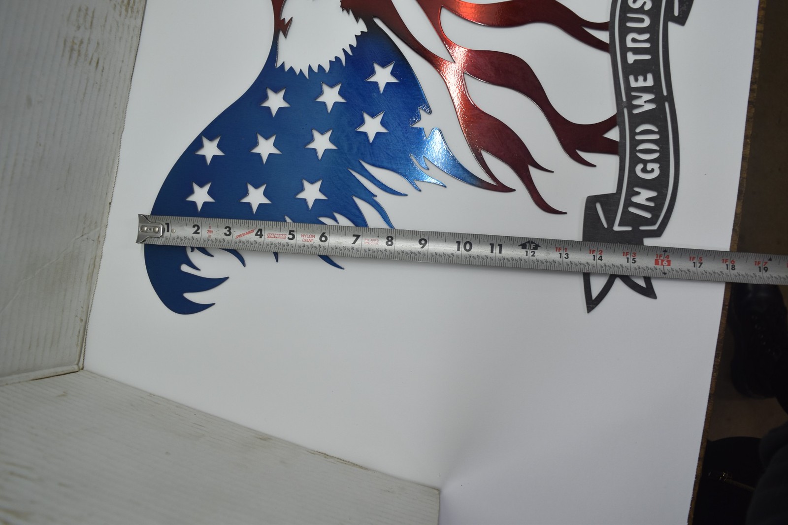 18″ Metal Eagle In God We Trust Wall Hanging Sign Eagle American Flag Veteran