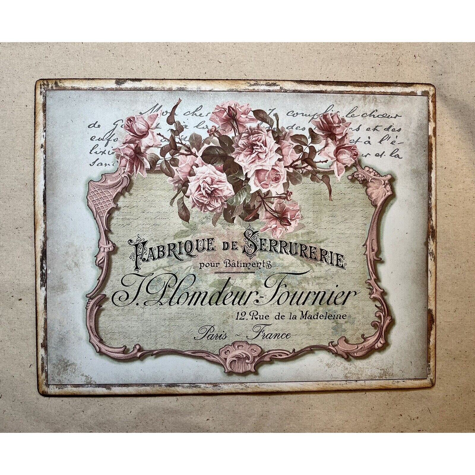 French Country, Pink Roses, Paris Script, Cottage, Handcrafted Plaque / Sign