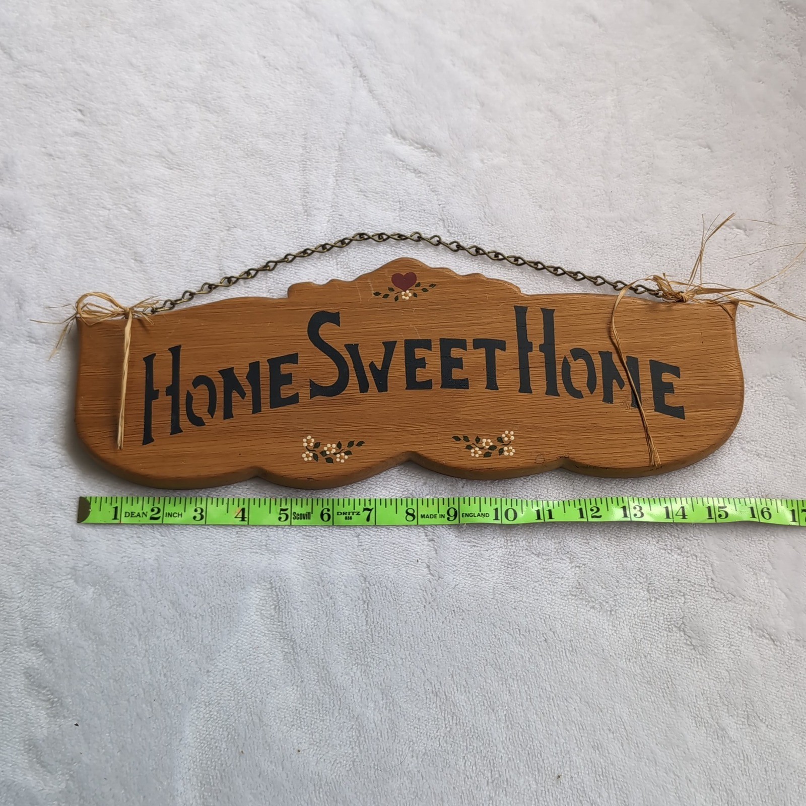 Vintage Home Sweet Home Hand Painted Wood Sign Floral CottageCore Hanging Folk