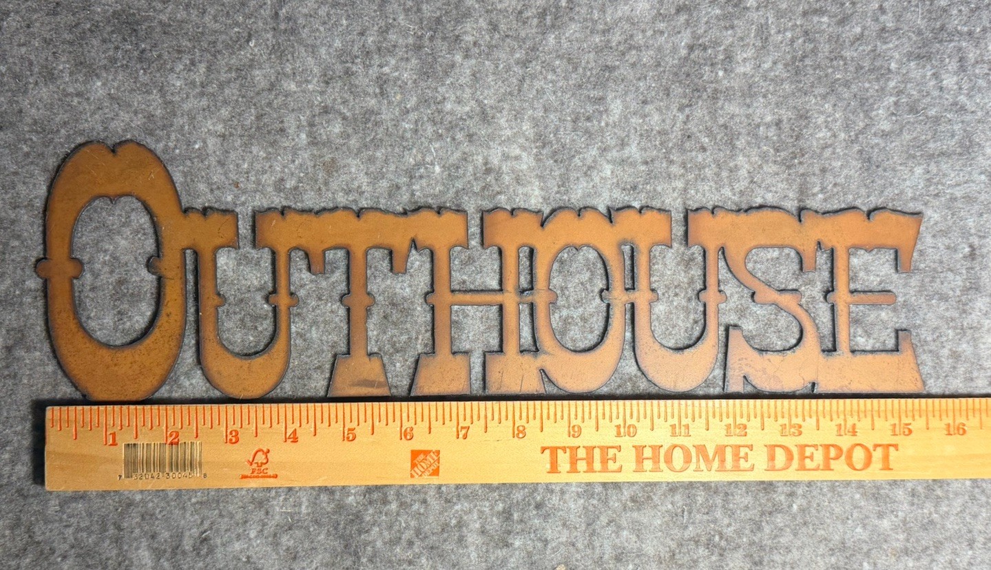 Rustic Metal Outhouse Sign Vintage Style Western Ranch Wall Decor Bathroom Cabin