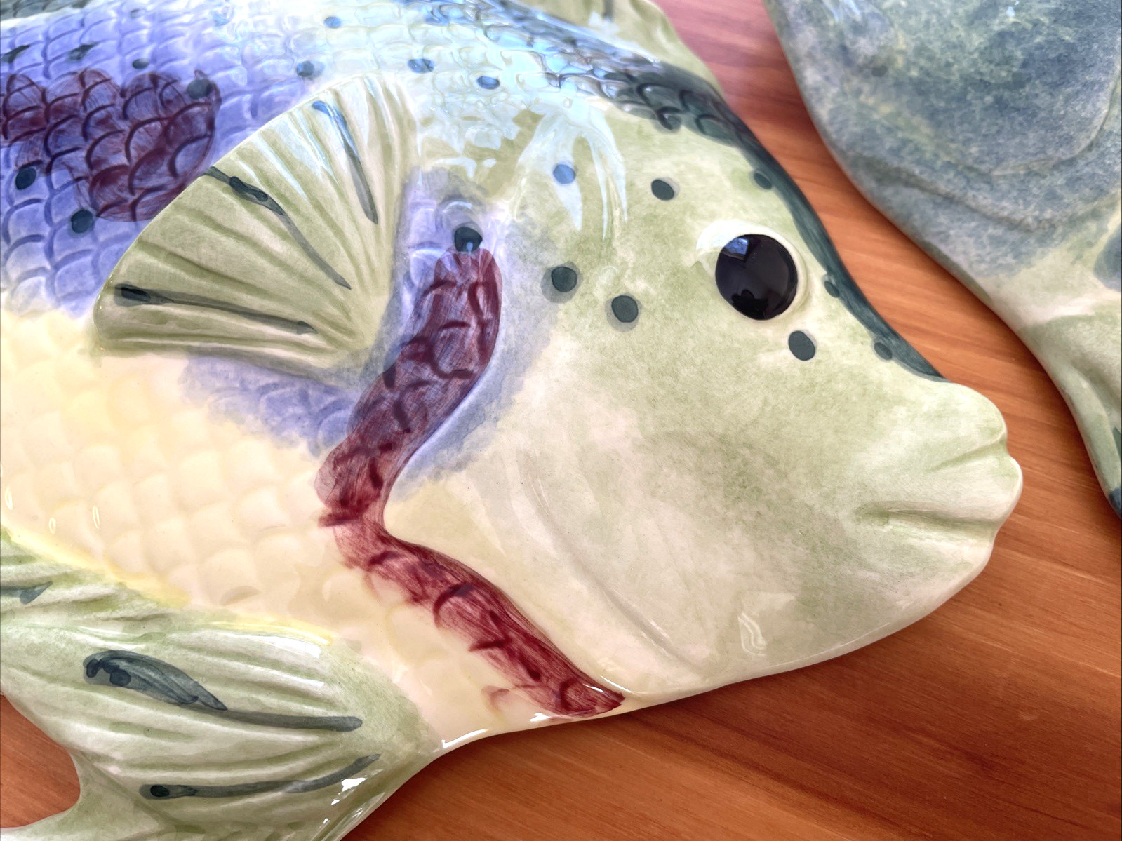 Pair of VTG Style Spotted Bass Fish MCM Wall Art Hand Painted Fish Decor Gift