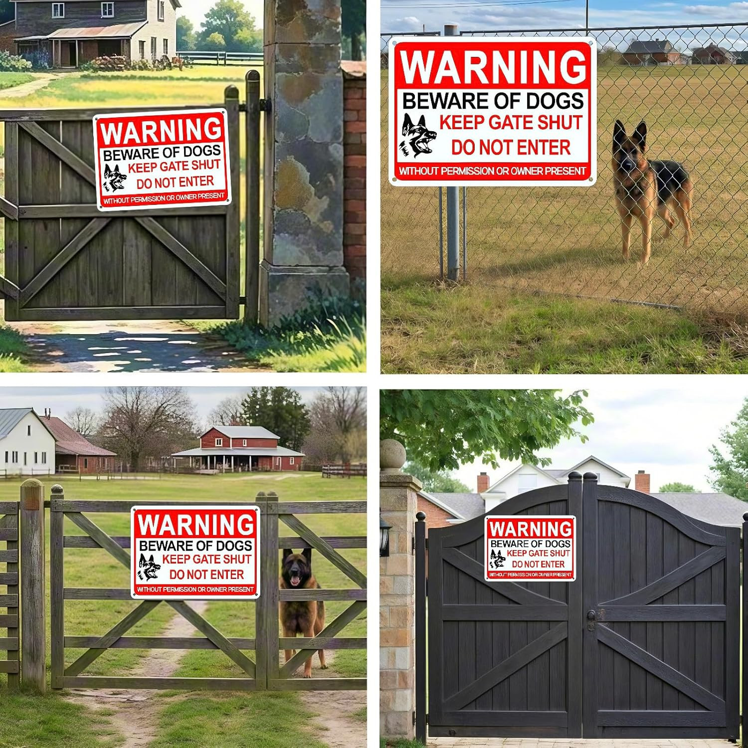 4 Pack Beware of Dog Sign,12X8 Inches, with Reflective Material, Anti-Rust Alumi