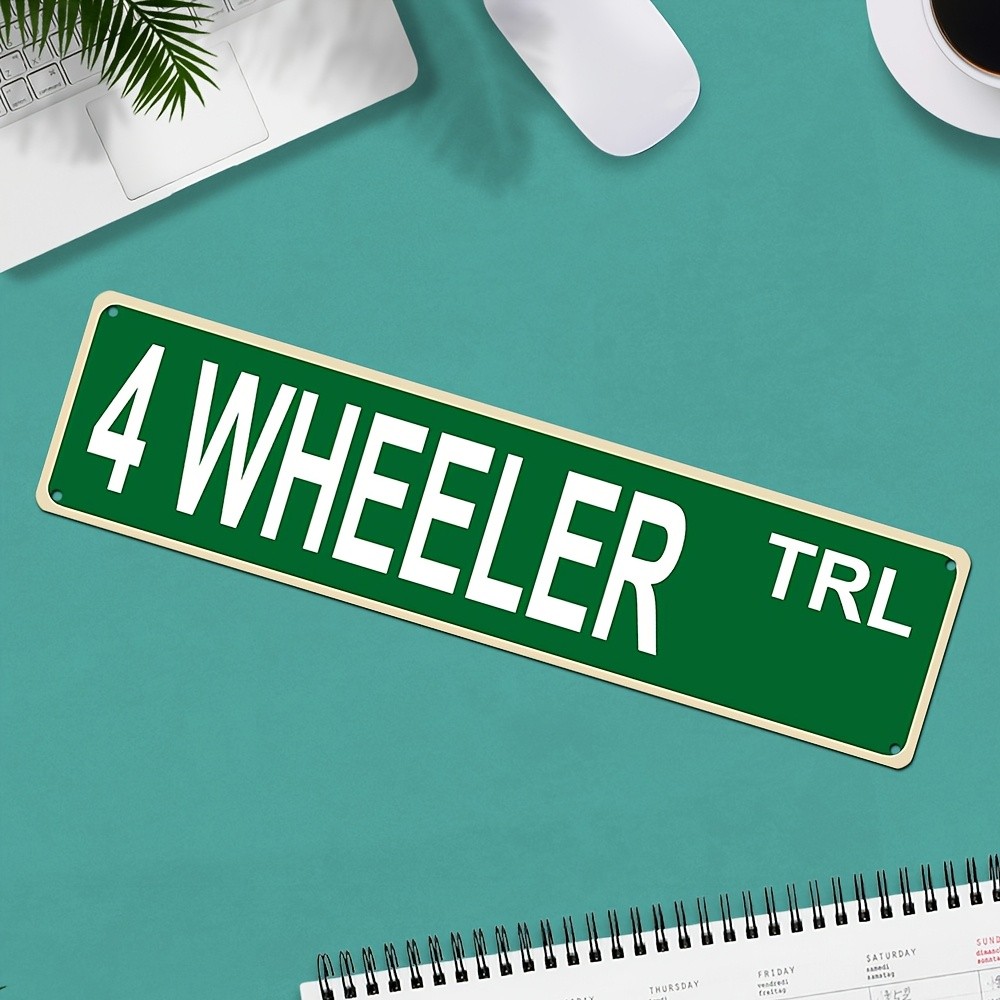 10.16X40.64 cm Green Metal Sign with White Lettering