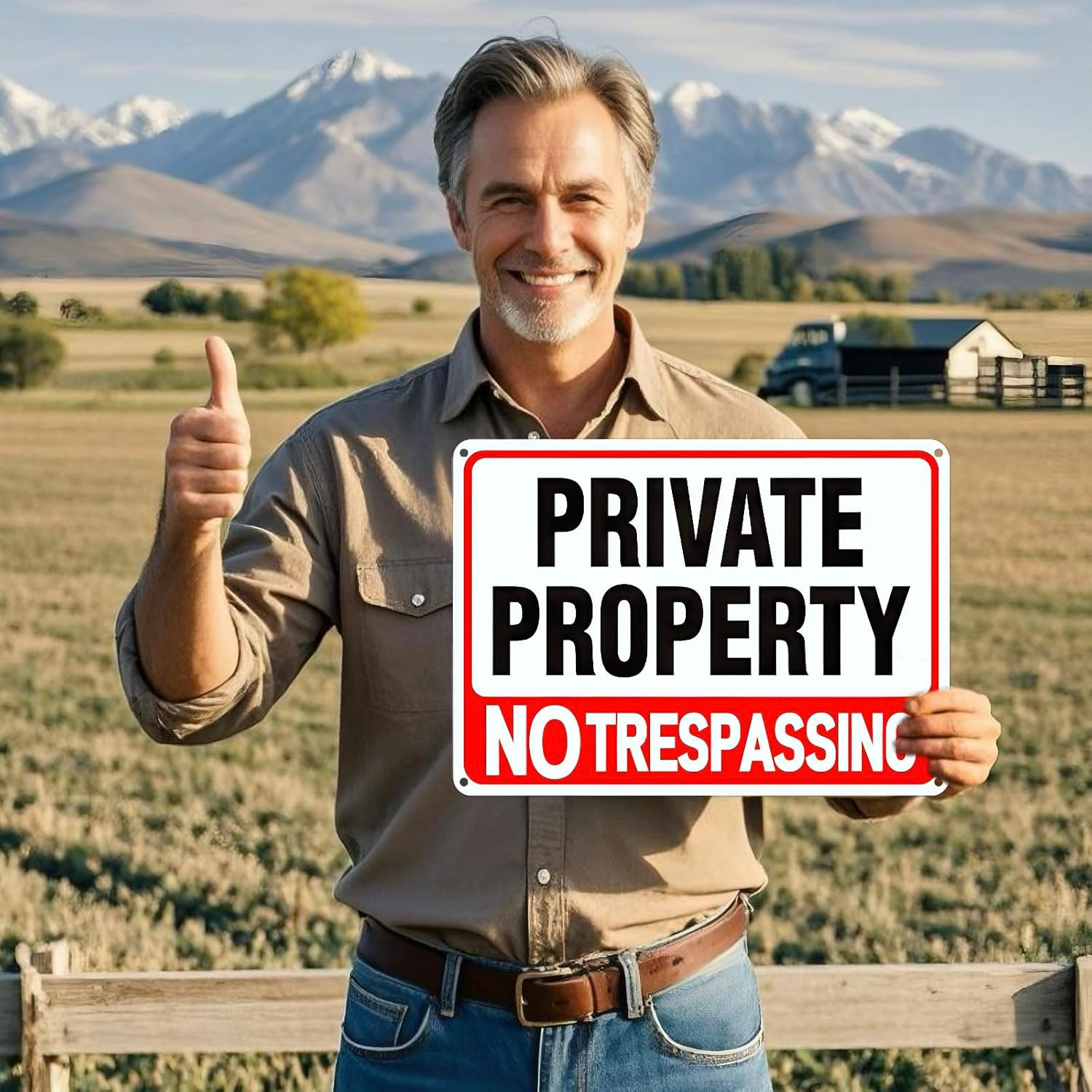 4 Pack Large No Trespassing Signs Private Property, 12×8 Inch Rust Free Alumi…