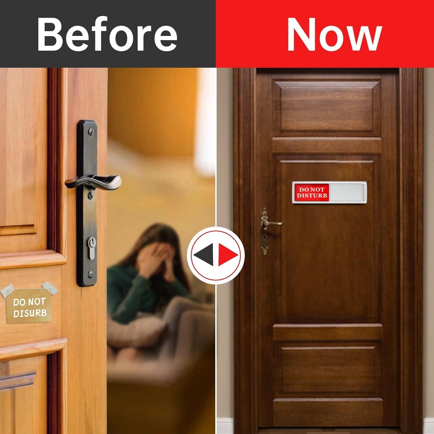 Do Not Disturb Door Hanger Sign – Meeting in Progress Green, Red