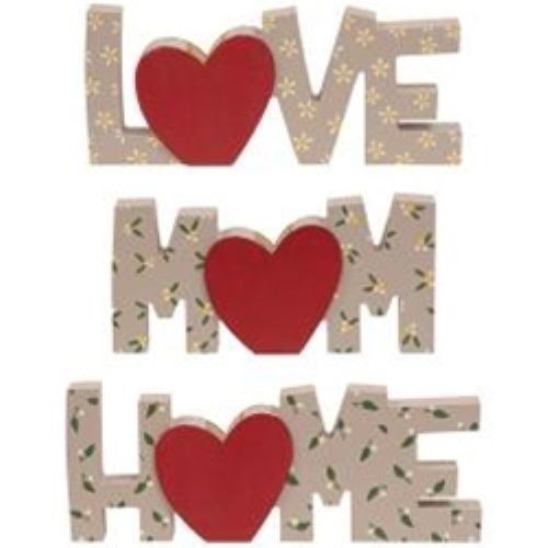 3/Set Floral Mom Love Home Words w/Mini Vase Cream Red Hearts Country CWI