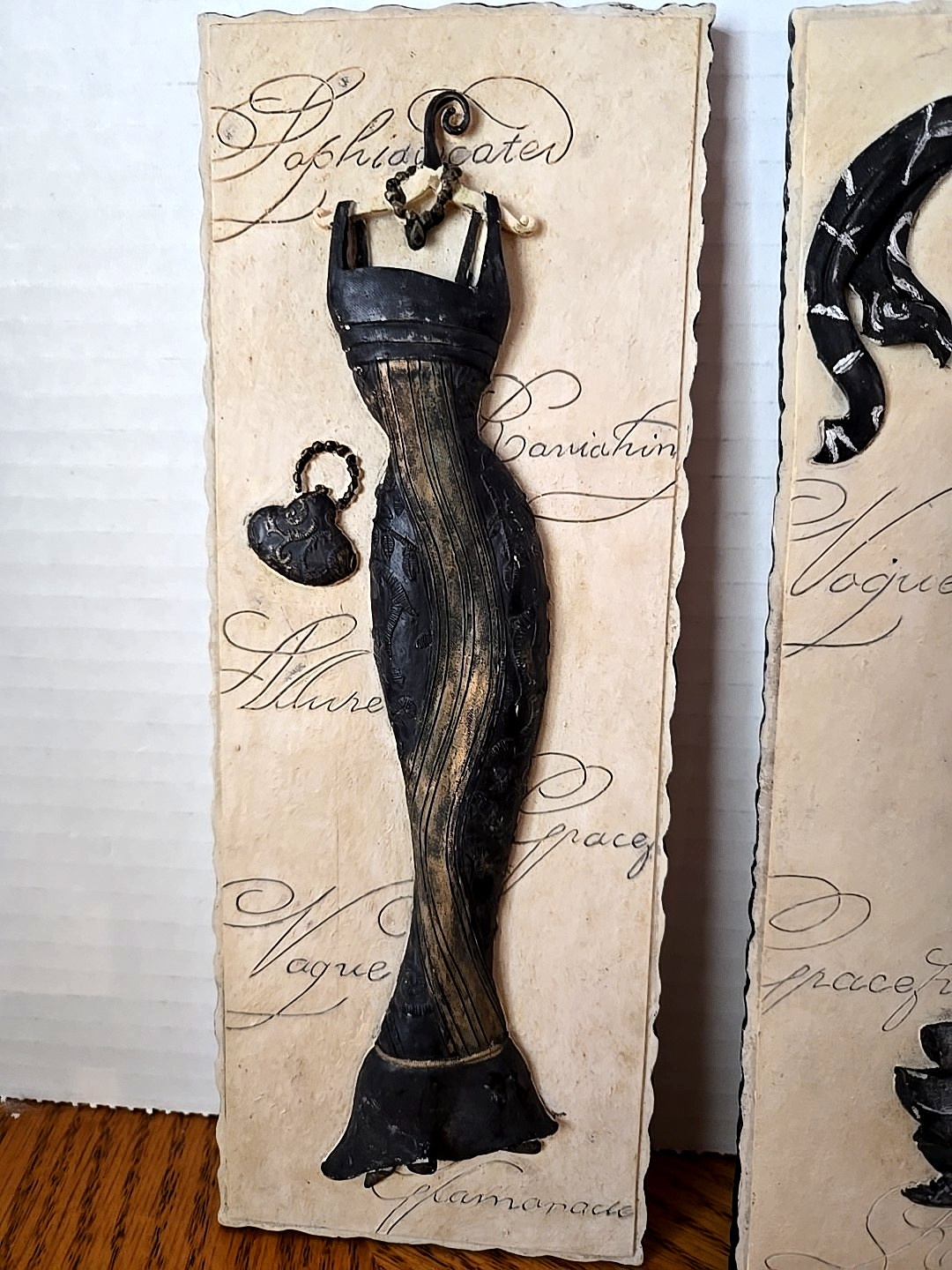 Set Of 2 Slate Fashion Wall Decor~~ 8-3/4 in x 3-1/5 in