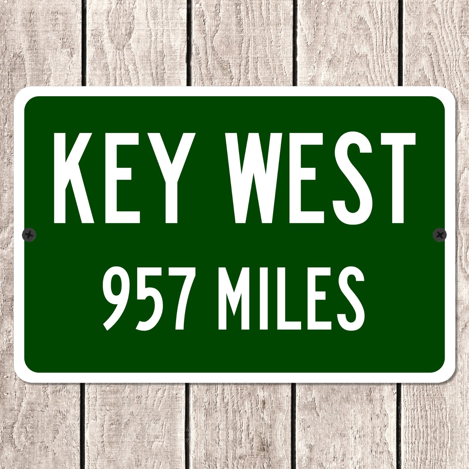 Key West FL Mileage Highway Sign Florida Vacation Distance Metal Road Beach Sign