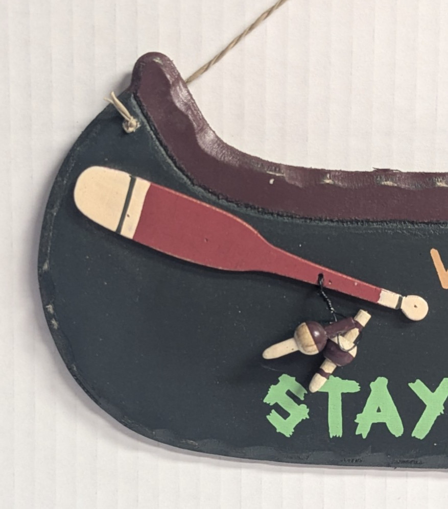 What Happens At The Lake Stays At The Lake Wall Cabin Plaque Fishing Canoe NEW