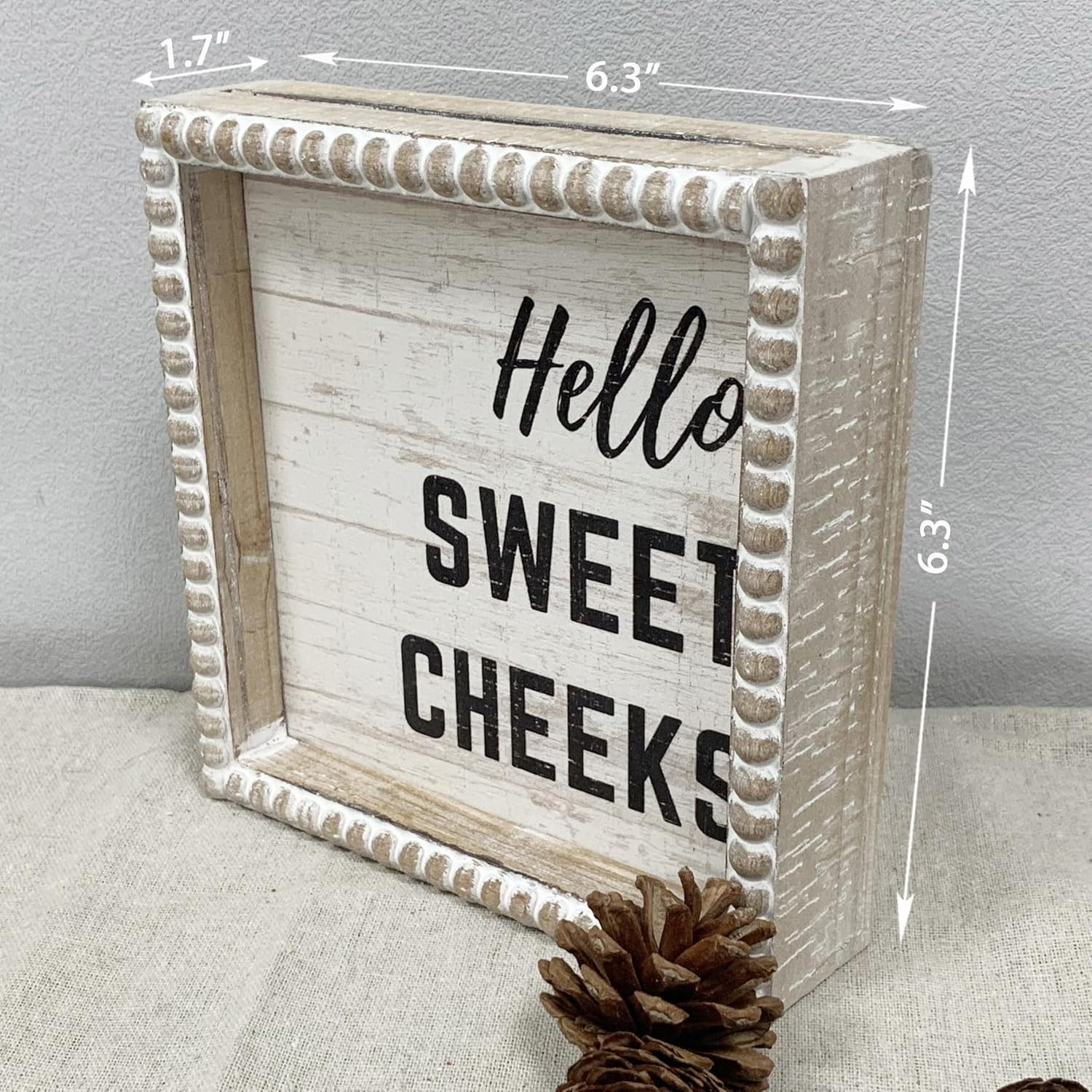 Boho Farmhouse Wooden Framed Bathroom Decor Signs, Funny Restroom Decorative Pla